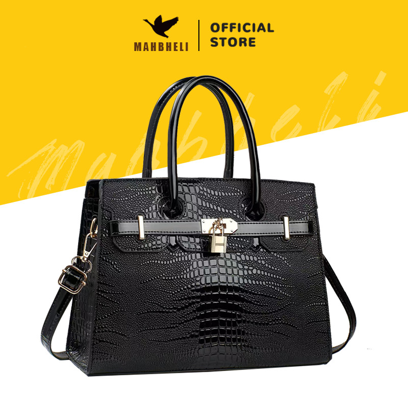 MAHBHELI Bolsa Tote Crocodilo Luxo - Bolsa de Mãe com Divisórias Antifurto - Grande Capacidade em Oferta na Shopee