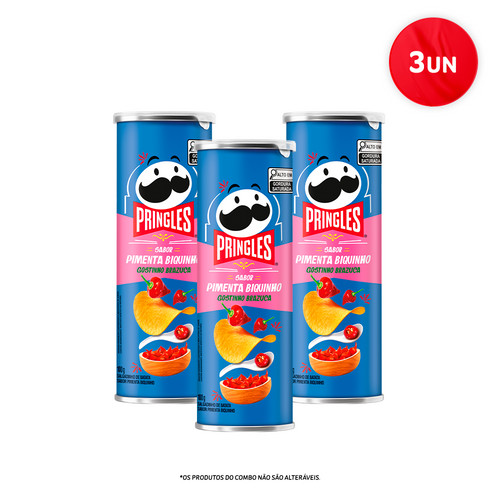 Combo Pringles Brazuca Pimenta Biquinho 100g 3 unidades