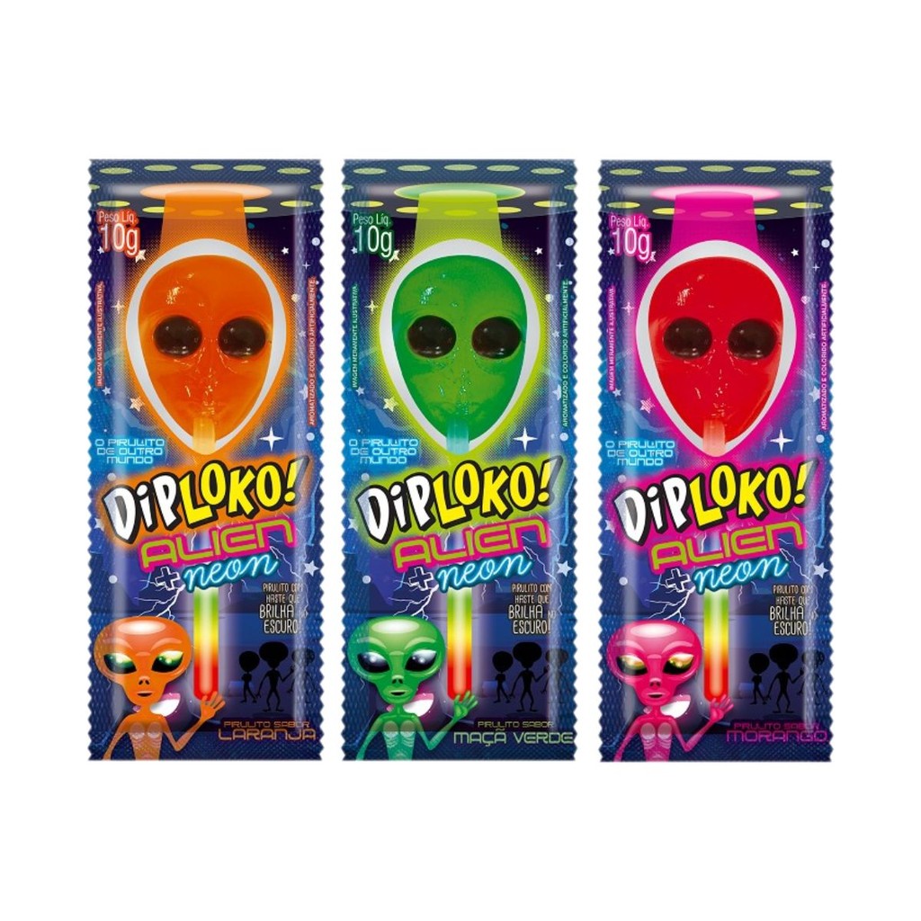 Pirulito Diploko Neon Aliens Danilla C/15