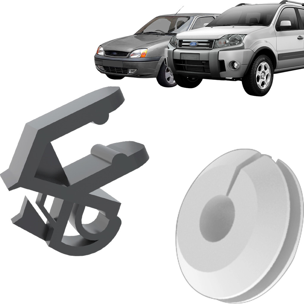 Kit Grampo Presilha 2 Peças Vareta Capô Ecosport Fiesta Ka