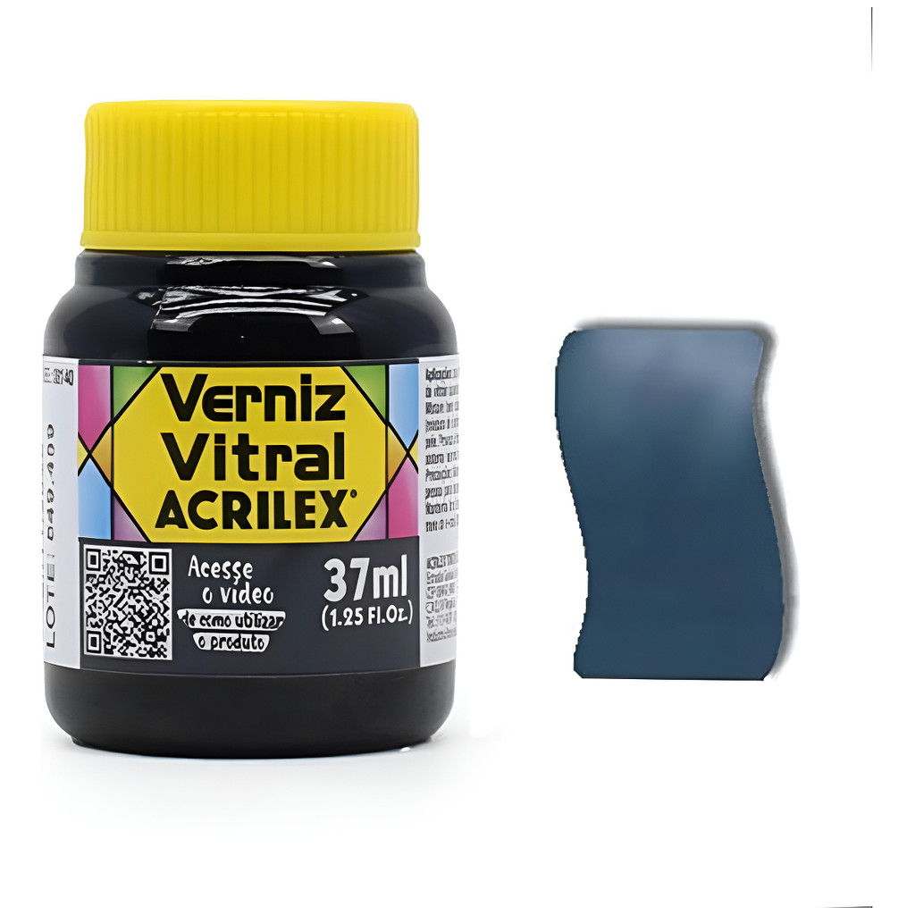 Verniz Vitral Cinza Lunar 574 - Acrilex - 37ml Perfeito para Copos Garrafas Vasos O Efeito Vitrais