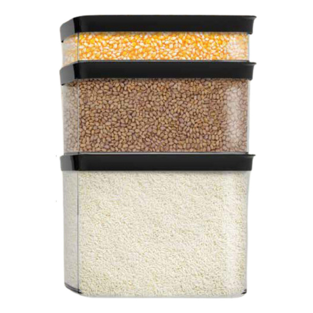 Kit 3 Potes Herméticos – Arroz 4L, Feijão 2,5L, Milho 1,1L – Tampa Vedação em Oferta na Shopee
