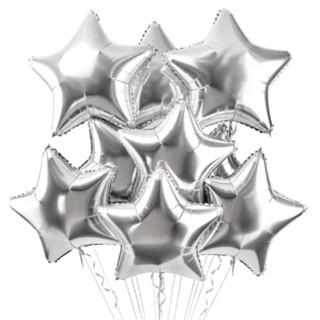 Kit de Balão Metalizado Estrela Prata Grande 45cm Festa Decoração em Oferta na Shopee