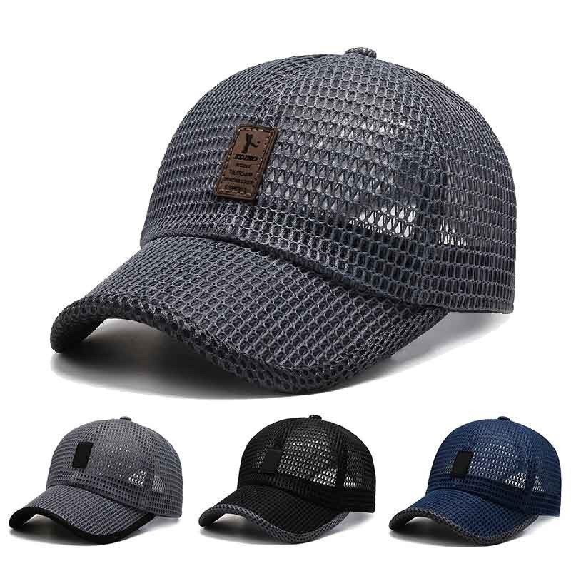 Boné de Beisebol de Malha para Homens e Mulheres, Chapéu de Sol para Pesca, Boné Snapback Respirável, Boné Casual Esport