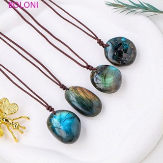 Pendente De Labradorita De Cristal BOLONI , Com Pingente De Labradorite Natural De Polimento De Pedra Crua De Corda , Es em Oferta na Shopee