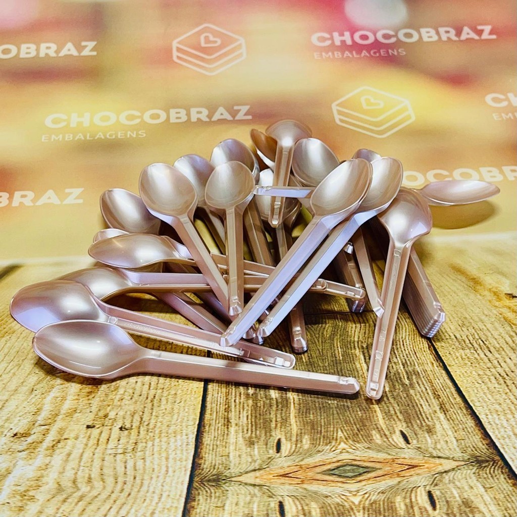 50~250 COLHER SOBREMESA PS ROSE GOLD BELLO FESTAS em Oferta na Shopee
