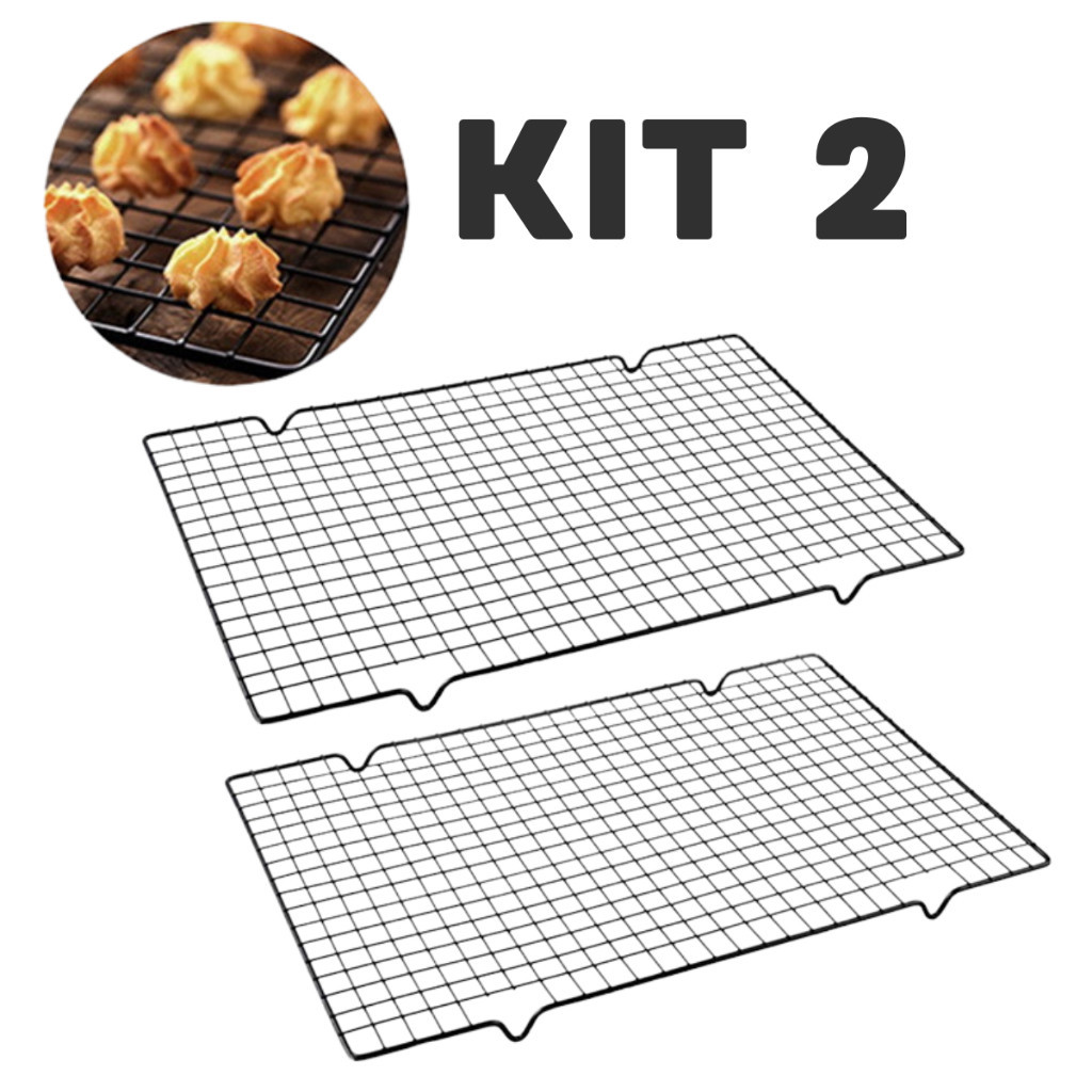 Kit 2 Grades para Resfriar Alimentos Bolos e Biscoitos Antiaderente Clink 40cm x 25cm em Oferta na Shopee