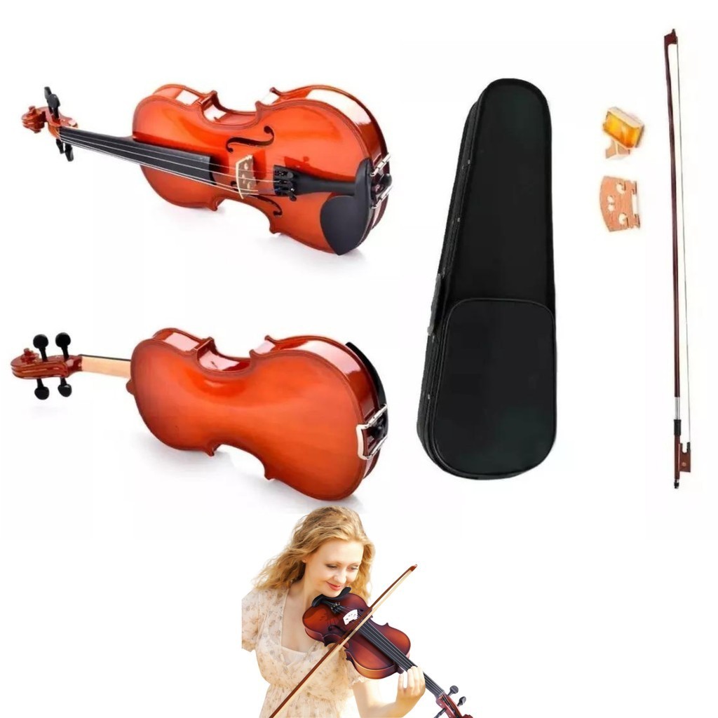 Violino Para Iniciantes 4/4 3/4 1/2 1/8 1/16 Alta Qualidade Regulagem Cavalete Estandarte Ideal Luxo