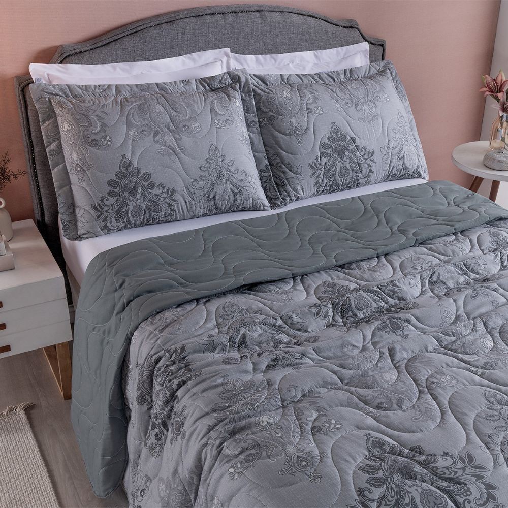 Kit Cobre Leito Colcha Queen 3 Peças Estampada Dupla Face Porta Travesseiro Americana Colori em Oferta na Shopee