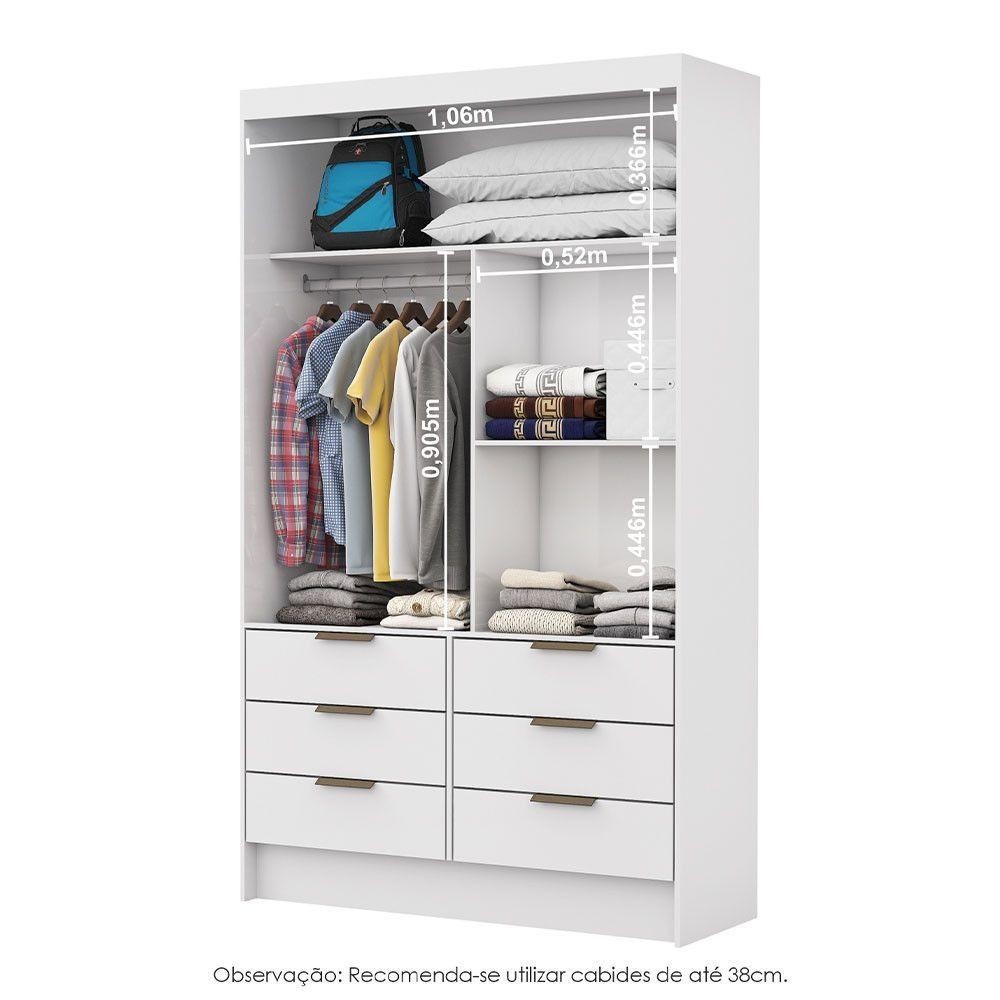 Closet De Casal Sevilha Com 6 Gavetas Carioca Móveis Branco · foto 2