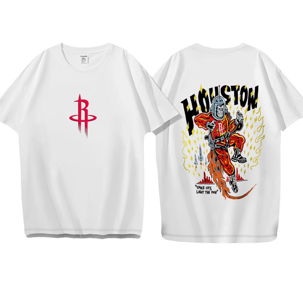 Camiseta Basica Camisa Houston Rockets Logo Space City Basquete Unissex em Oferta na Shopee