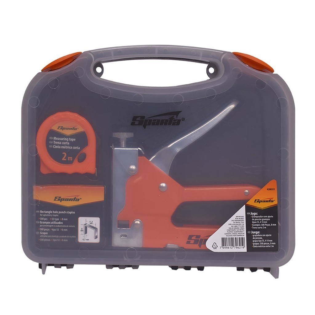 Kit Grampeador Manual + Trena + Grampos Sparta – 4200355