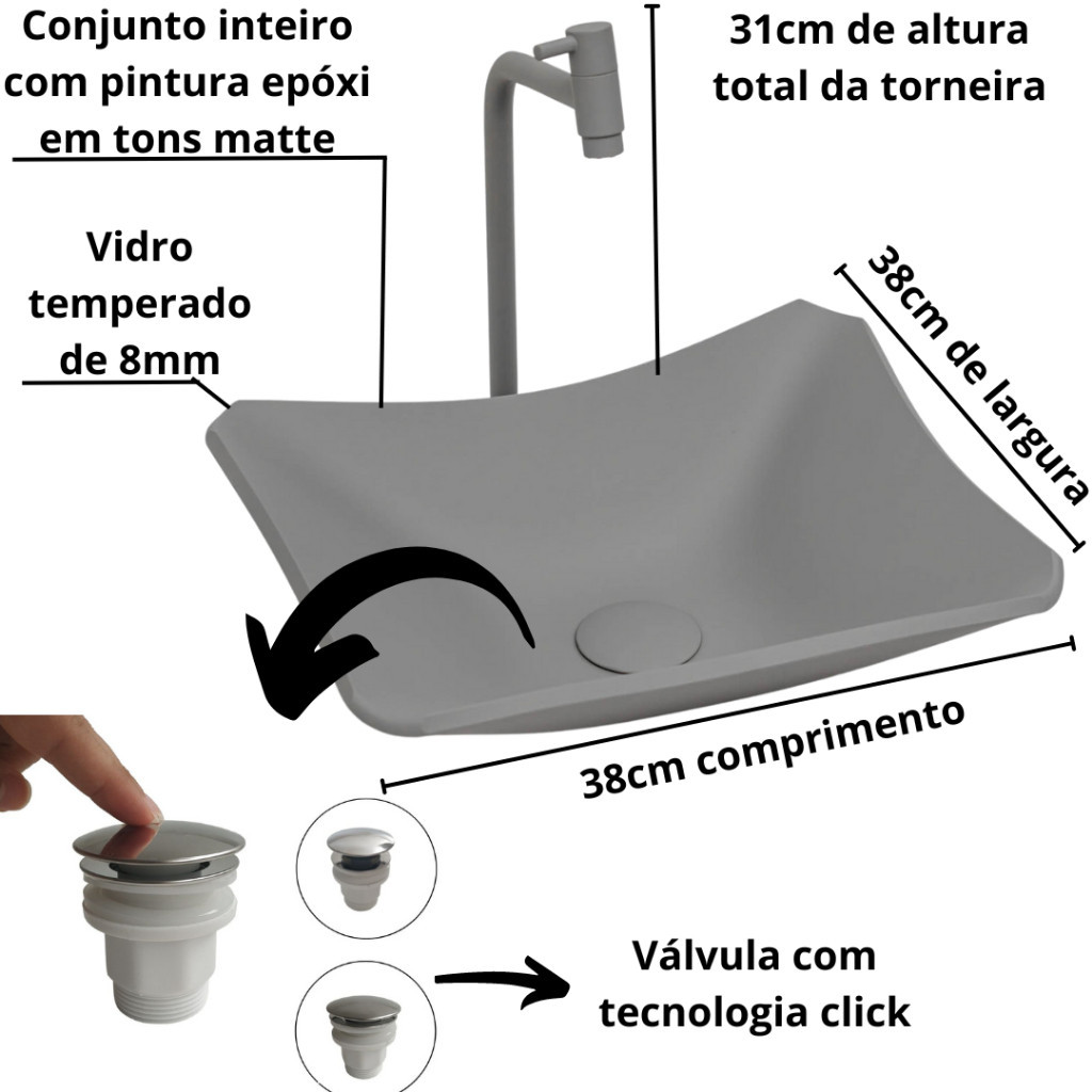 KIT CUBA BANHEIRO RETRÔ 38 FOSCA + VÁLVULA CLICK FOSCA em Oferta na Shopee