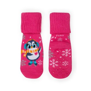 Meia Infantil Botinha Antiderrapaante Bebê Menina Pinguim Puket em Oferta na Shopee