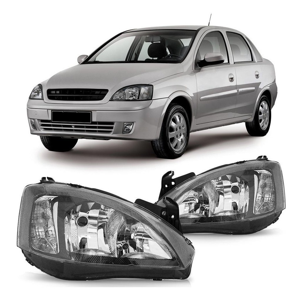 FAROL DIANTEIRO CORSA MONTANA 2008 A 2012 MASCARA NEGRA FOCO DUPLO ESQUERDO OU DIREITO - Spare Parts and Accessories for Vehicles