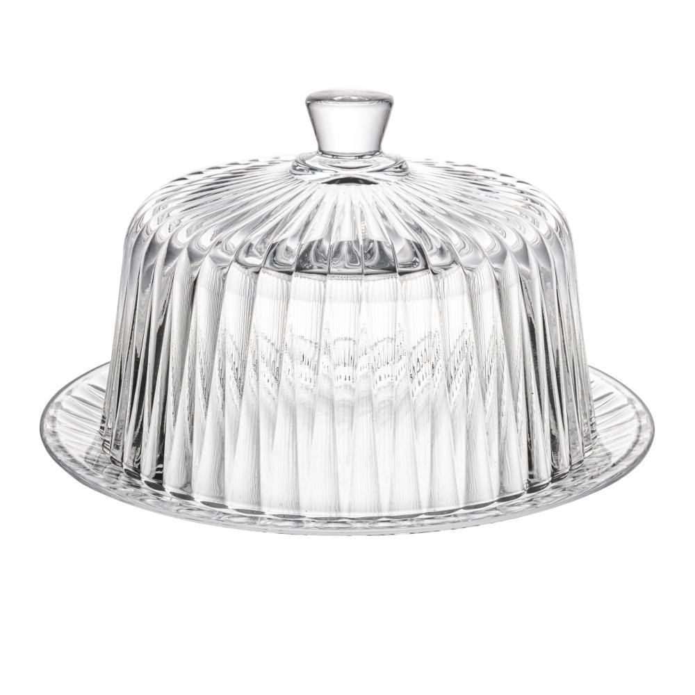 Queijeira Lyor Radial de Cristal com Tampa  20cm x 12,5cm - Lyor