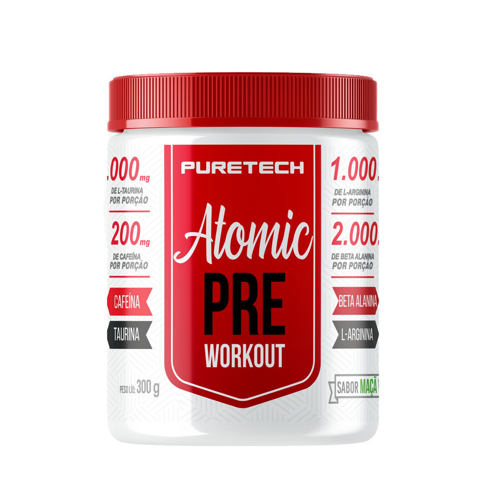 Pré treino Atomic Maçã-verde 300gr - Puretech em Oferta na Shopee