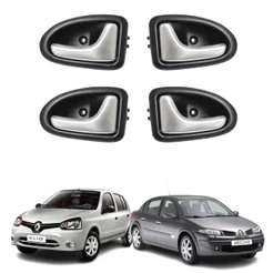 Kit 4 Maçaneta Interna Prata Clio G2 99 A 16 Mégane 97 A 05