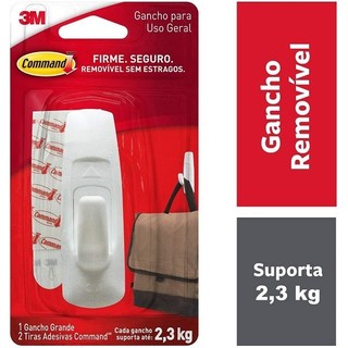 Gancho Adesivo Command Branco Grande ATE 2,3KG 3M em Oferta na Shopee