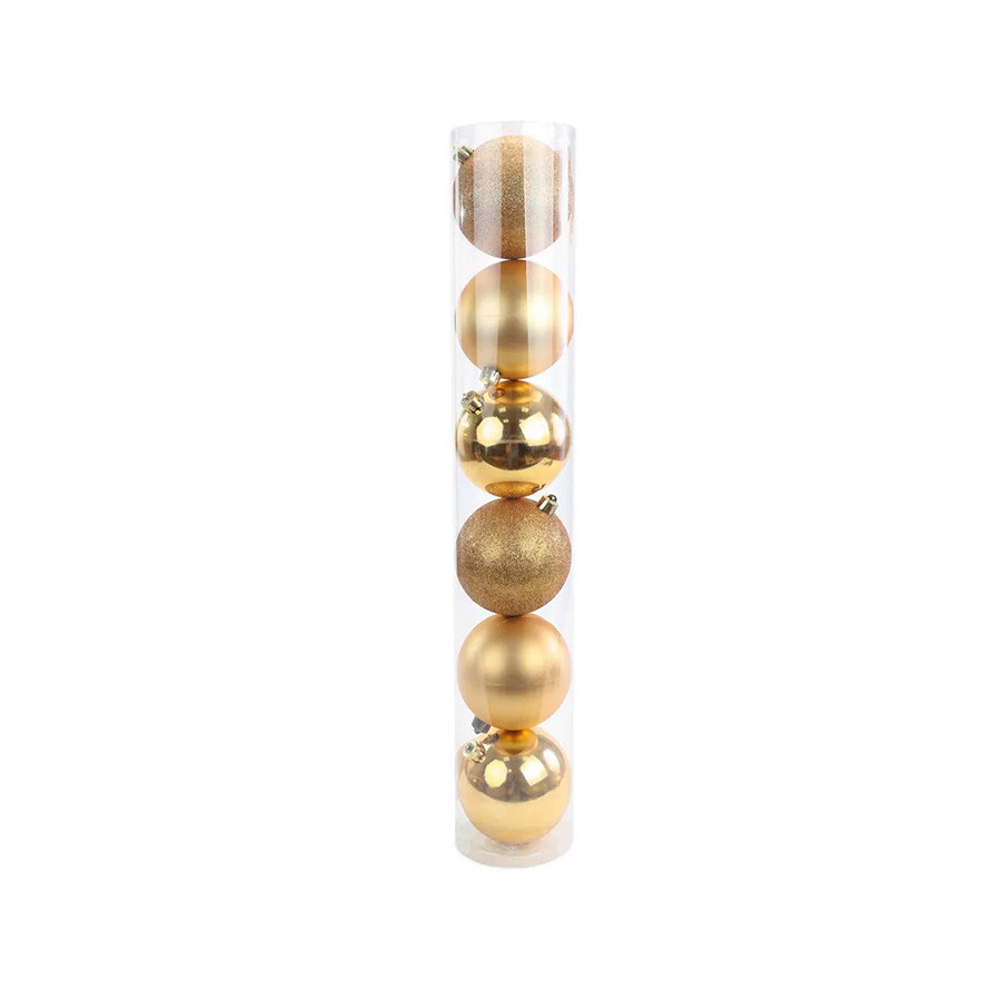 Bola de Natal em Tubo - Ouro - 6cm - 6 unidades - Cromus - Rizzo