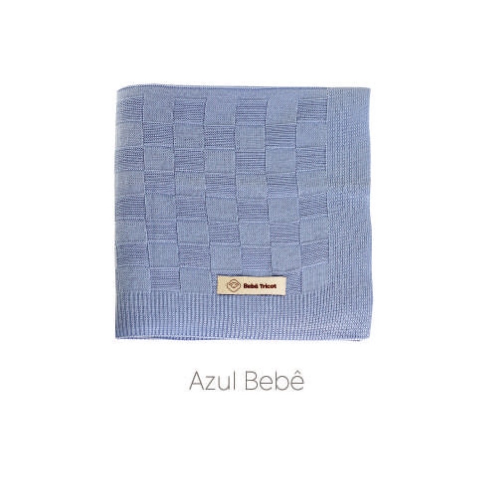 Manta Mantinha Cobertor Infantil Bebe Tricot Saida maternidade Menina Menino Luxo Premium Cor Azul Bebê