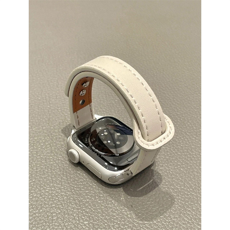 Pulseira Feminina De Couro Silm Para Apple Watch Série S11 S10 46mm 45MM 41mm 42mm 41mm 40mm 44MM 38mm Fina iwatch 10 9 