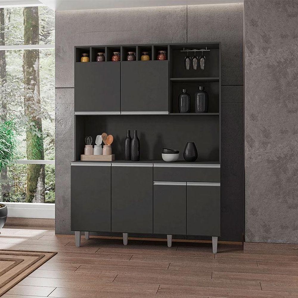 Armário Para Cozinha Ambiente Kit Alice Cinza Fosco AJL em Oferta na Shopee