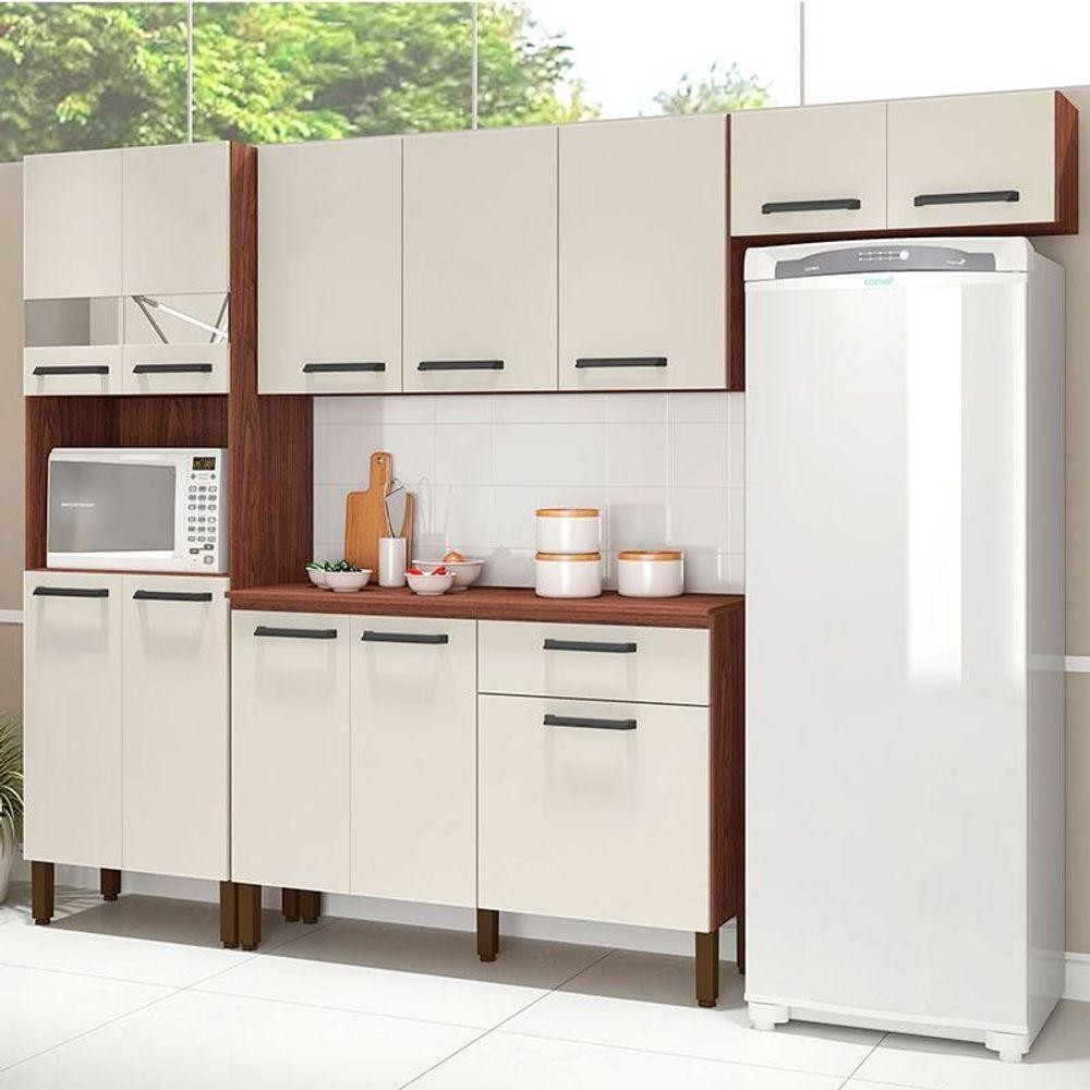 Kit Cozinha Ambiente Versalhes 4 Peças Nogueira Off White - Kits Paraná - Home & Living