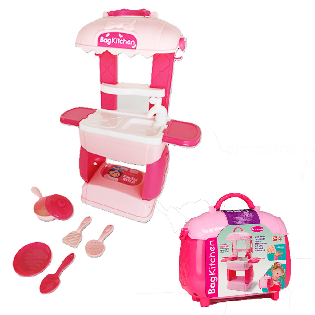 Kit Cozinha de Brinquedo Portátil Vira Maleta Infantil Rosa em Oferta na Shopee