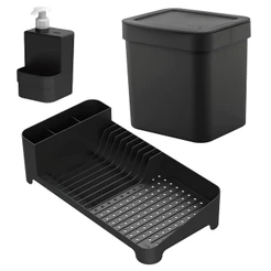 Kit Cozinha Lixeira De Pia 4,7L + Escorredor de Louças + Dispenser 500ml KTE143 - Ou