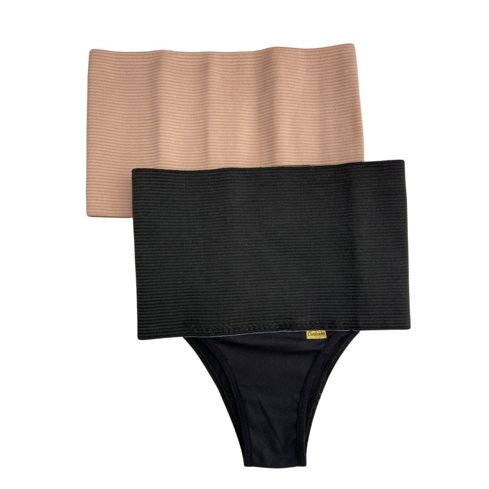 Kit 2 Cinta Modeladora Plus Size Pós Parto Cós Alto Segura Barriga - Cinta18 em Oferta na Shopee