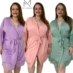 Robe Hobby PLUS SIZE Roupão Feminino Noiva Renda Luxo 301