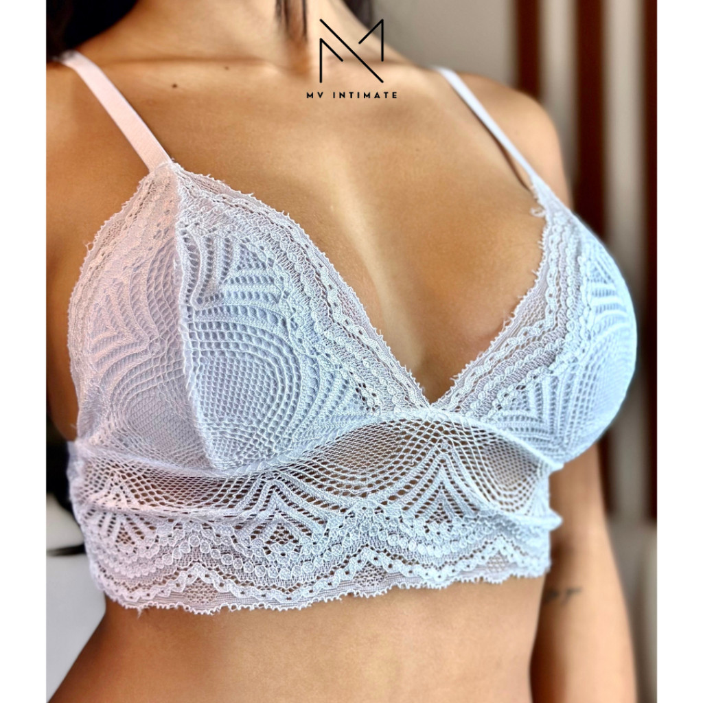 Cropped Top De Renda Sem Bojo Blogueira Alça Regulável em Oferta na Shopee