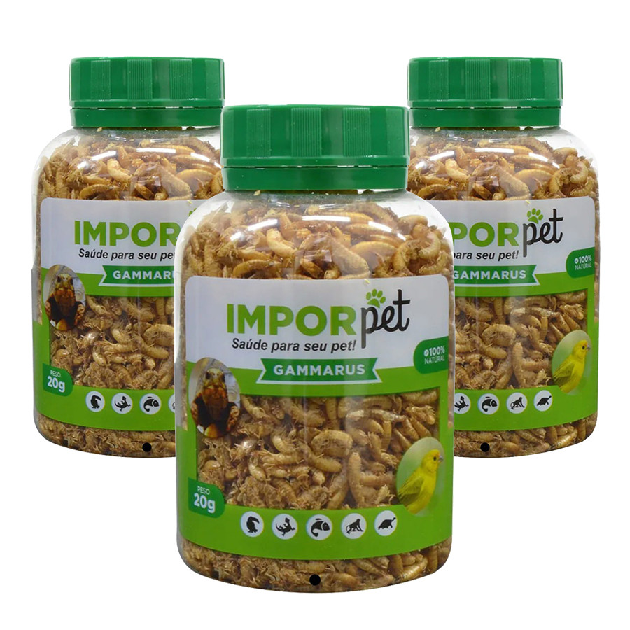 Gammarus Camarão Desidratado Proteína - Kit 3 potes 20g - PROTEICA