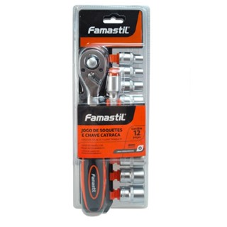 Jogo Soquetes Famastil Chave Catraca 12 Pc | Versatilidade em reparos, resistência e praticidade em Oferta na Shopee