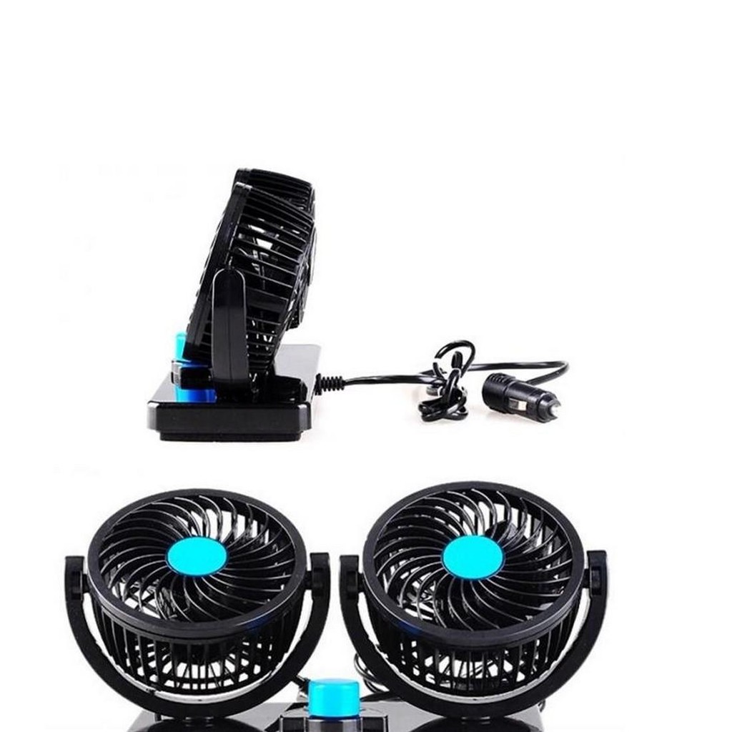 VENTILADOR AUTOMOTIVO 12V DUPLO ROTATIVO AJUSTÁVEL PARA VEÍCULOS