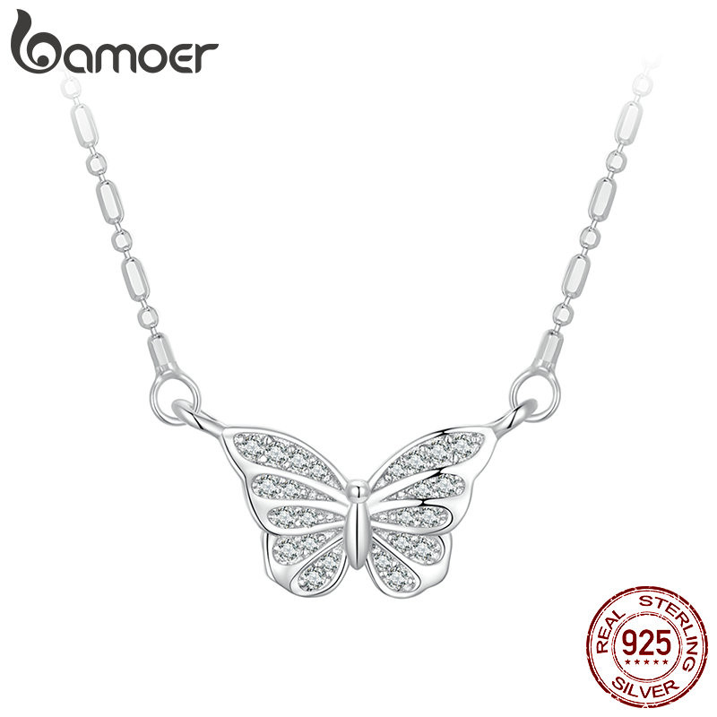 Colar De Prata Bamoer 925 Libras Esterlinas Jóias Em Forma De Borboleta Para Presentes Femininos em Oferta na Shopee