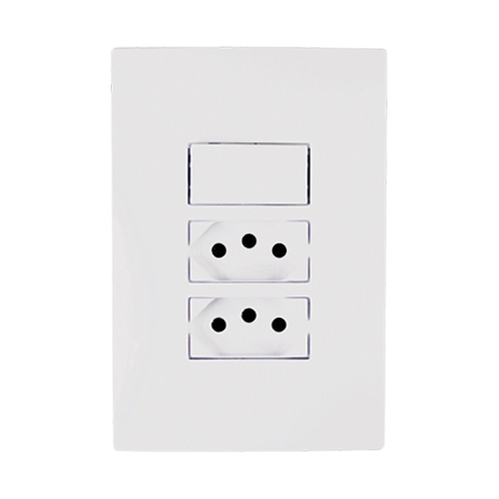 Interruptor Ilumi I9 Tecla Simples + 2 Tomadas 2P+T 10A 250V - Home Appliances