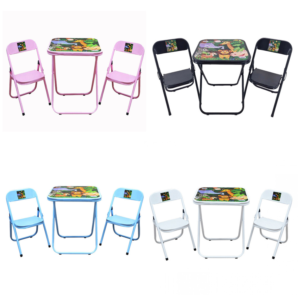 Conjunto Mesa Infantil C/ 2 Cadeiras Dobrável Em Aço Utilaço