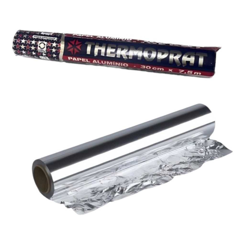 Papel Alumínio Thermoprat 30cm x 7,5m Rolo Individual para Cozinha Assados e Conservação