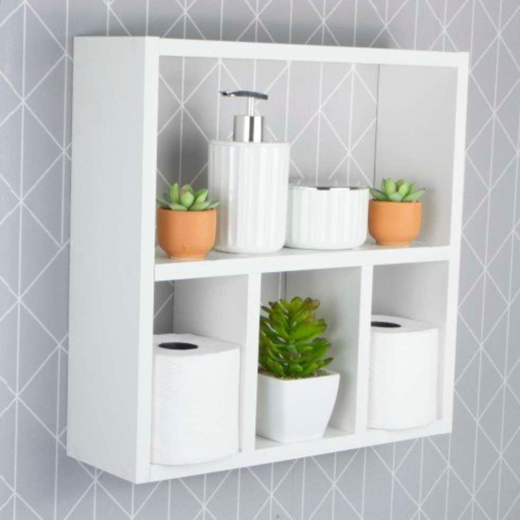 PORTA  PAPEL HIGIENICO DE BANHEIRO 40CM MDF VERSATIL BRANCO  CONJUNTO NICHO PRATELEIRA DECORATIVA MDF BRANCO
