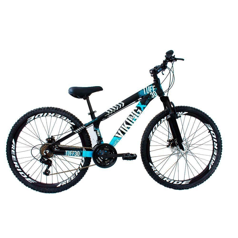 Bicicleta Viking X Tuff 25/30 Freeride Aro 26 Freio a Disco 21 Velocidades Preto Azul - Sports & Outdoors