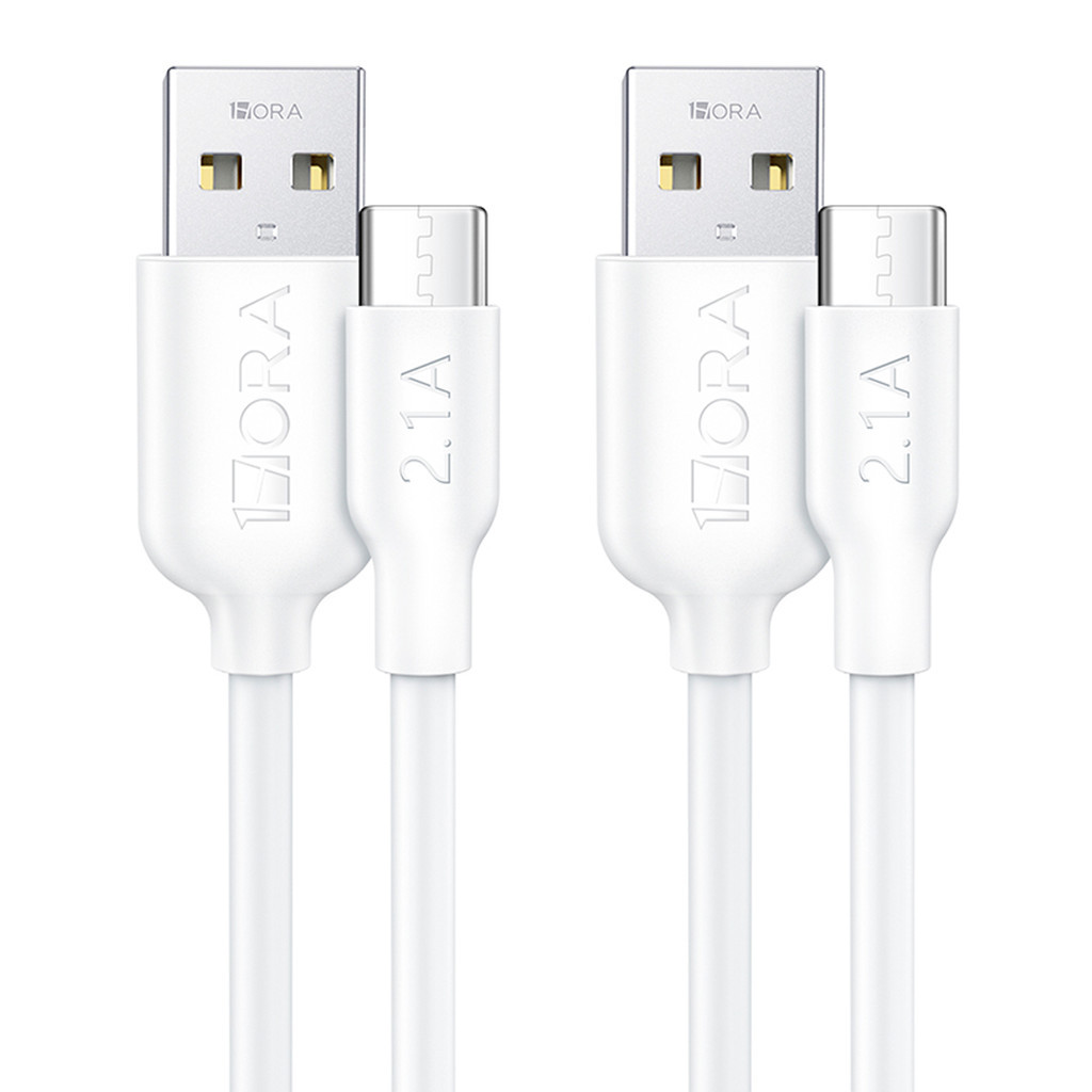 KIT 2X Cabo Usb 1Hora, Usb 2.0 A/C 2.1A , 1 Metro Branco - Mobile & Gadgets