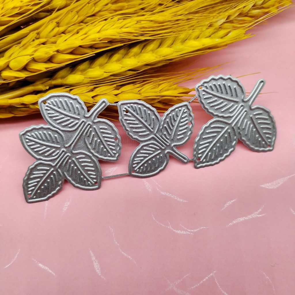 Diy Metal gravação molde de corte dados três folhas planta verde série papel artesanato modelo aço carbono gravura artes