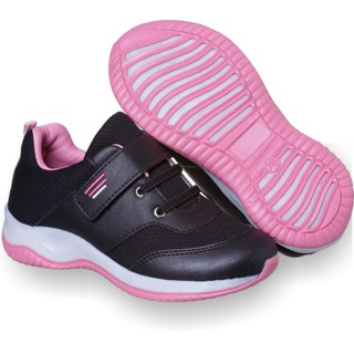 Tênis Infantil Feminino Escolar Com Fecho Rápido Preto Com Rosa em Oferta na Shopee