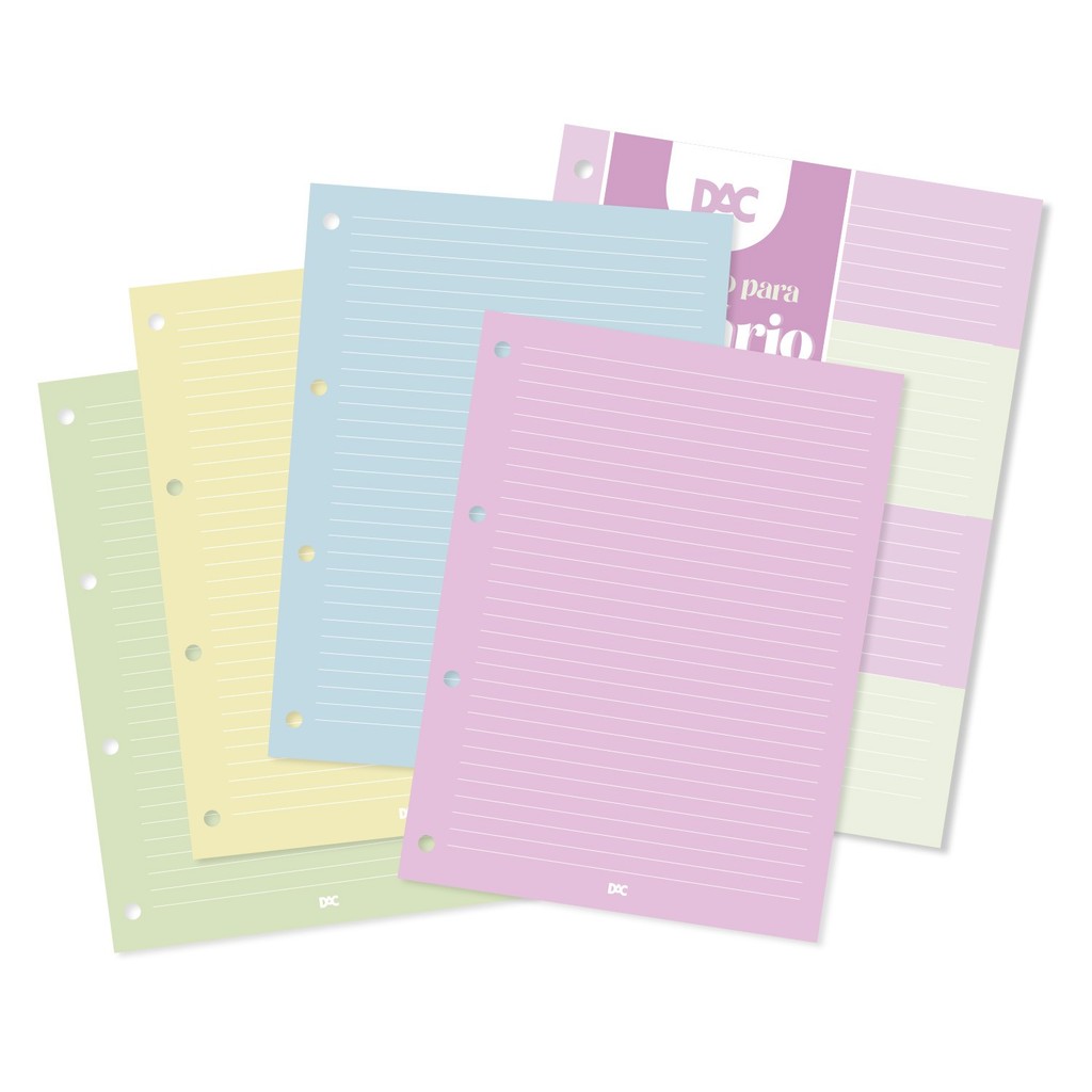 Refil de Folhas Coloridas P/Fichário Universitário - Dac
