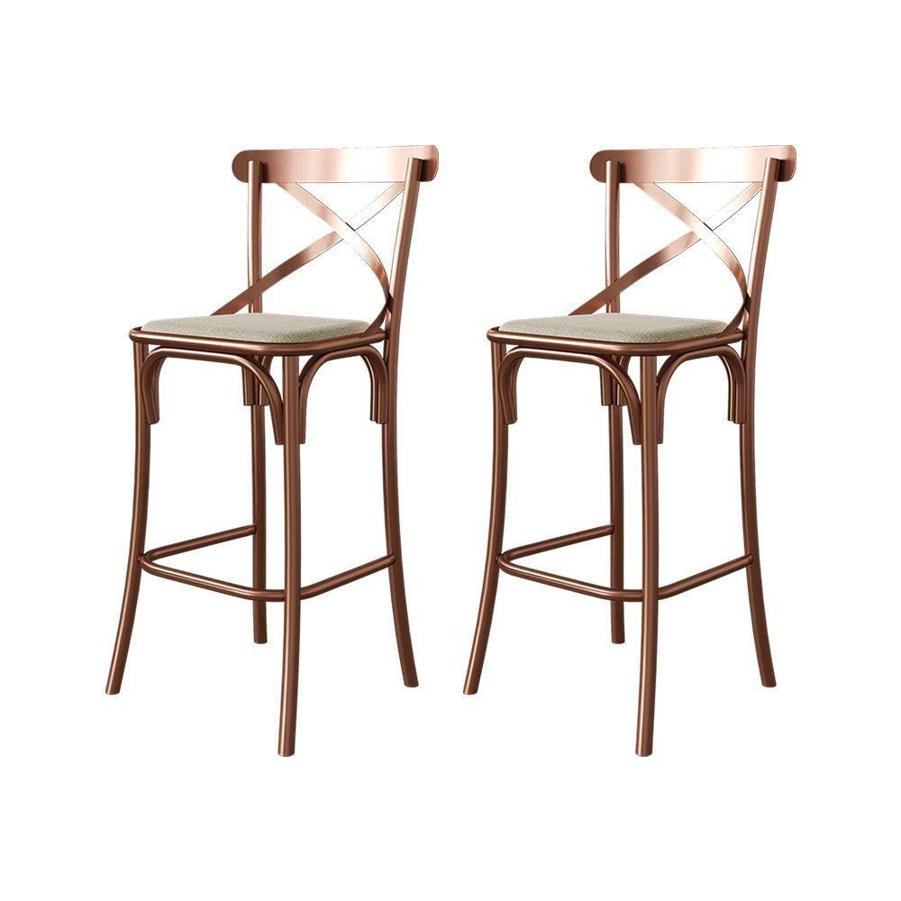 Kit 2 Banquetas Katrina Em Aço Cobre Preto em Oferta na Shopee