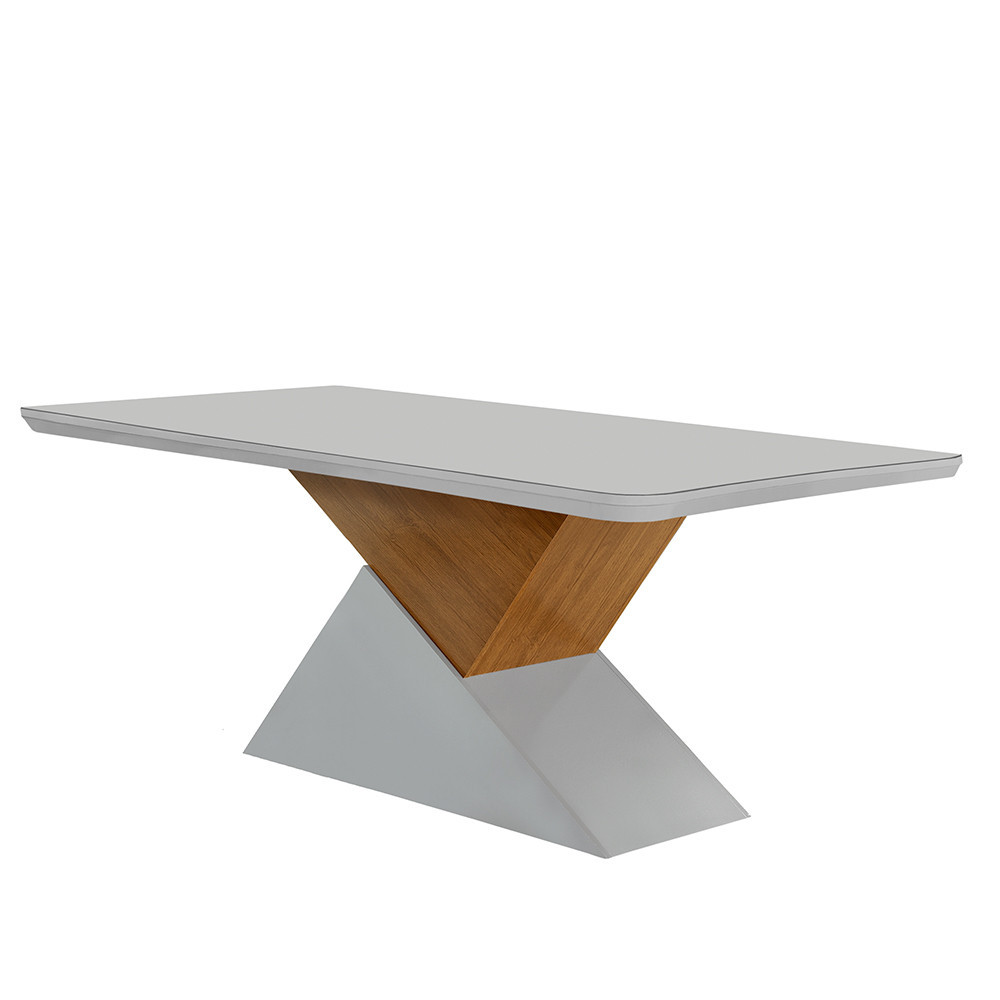 Mesa de Jantar Aster 180cm Tampo em MDF e Vidro Canto Copo