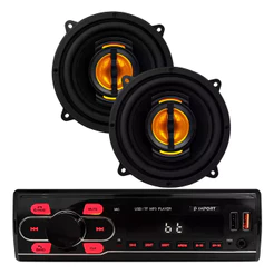 Kit Par Falante Jb4 Flex 4 Pol + Som Carro Rádio Bluetooth