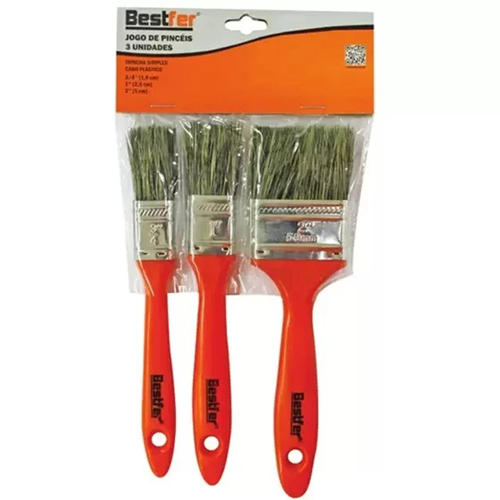 Pincel Trincha (BESTFER) para Pintura Kit c/3 peças 3/4 - 1'' - 2'' / BESTFER em Oferta na Shopee